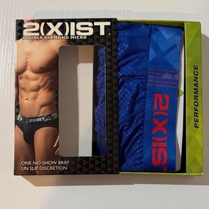 2xist Blue Performance No Show Double Diamond Brief.